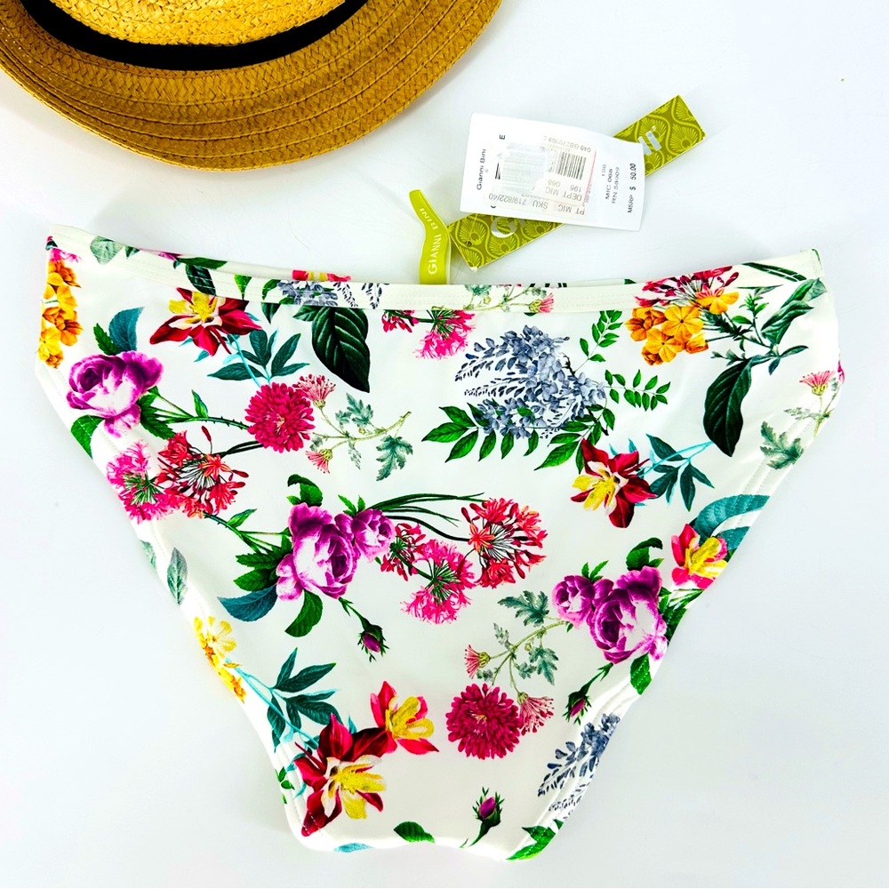 NWT Gianni Bini White Floral Bikini Swim Bottom Size Small - Picture 4 of 4